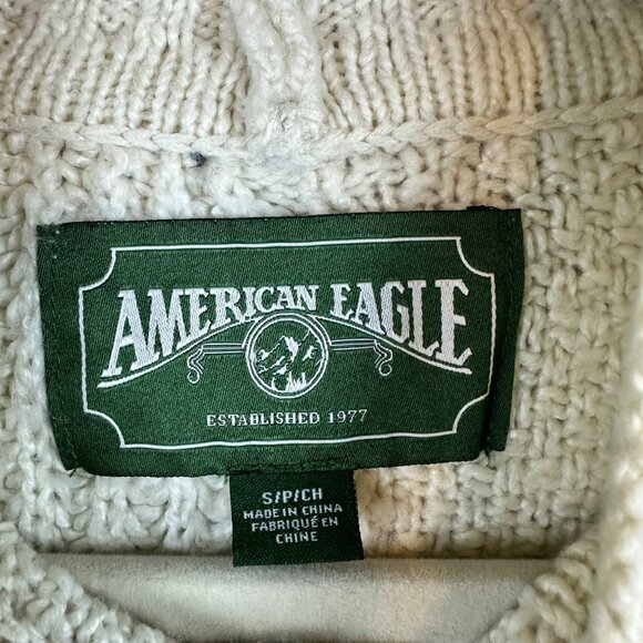 American Eagle Cream Knit Pullover Sweater 3D Print Womens Size S Grandmacore - Picture 6 of 11
